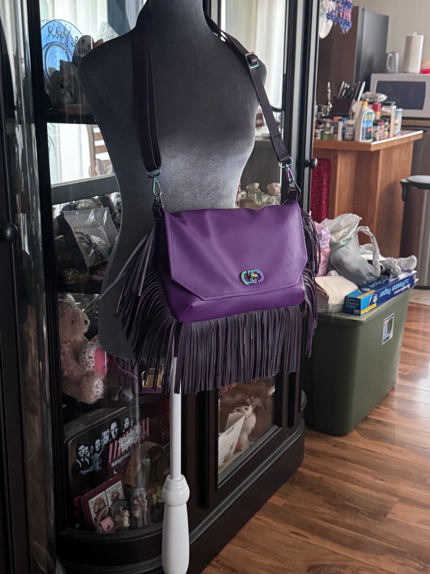 Purple fringe purse