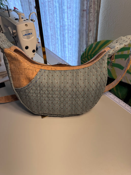 Fabric and cork crossbody bag