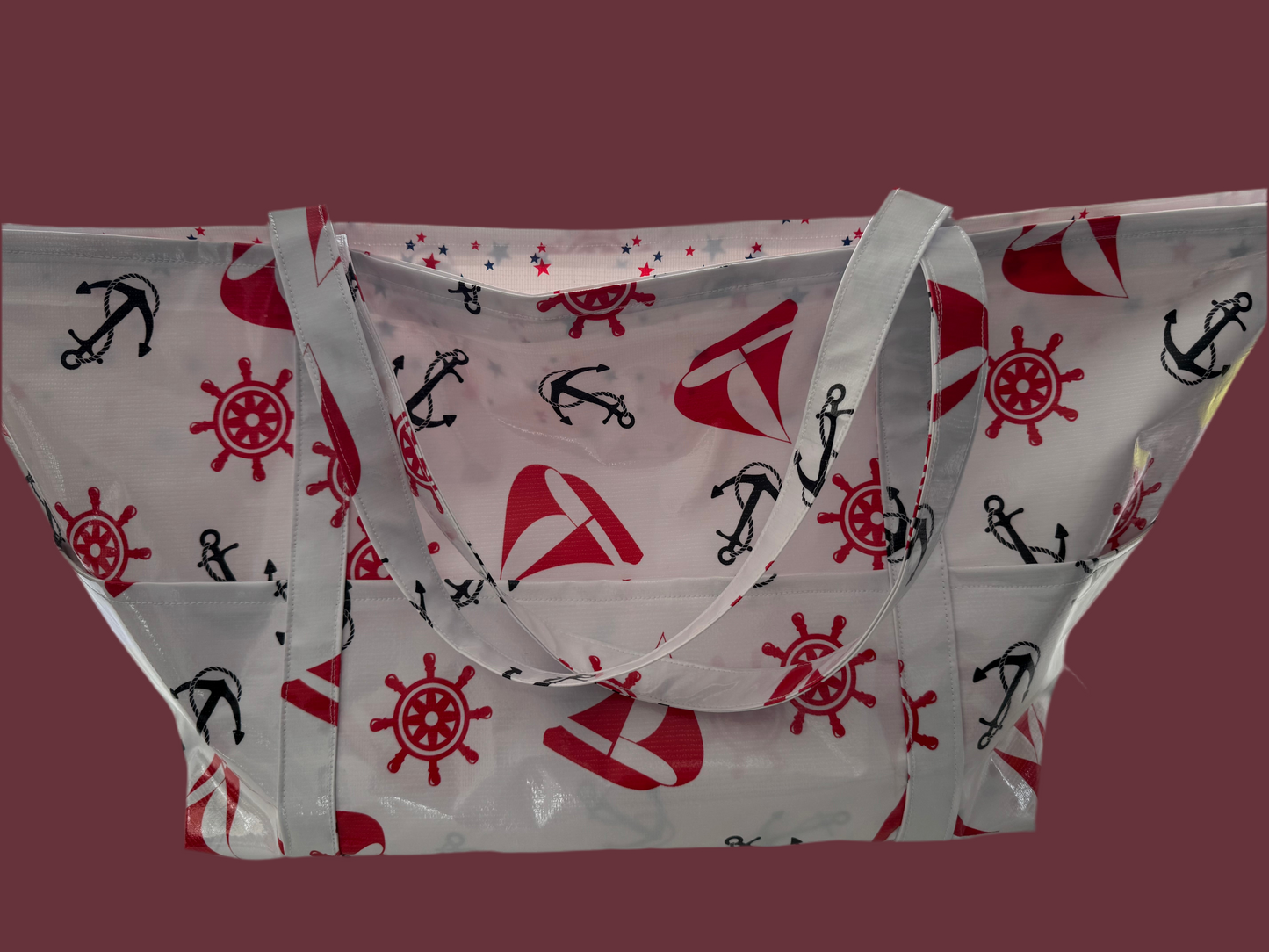 Large oilcloth beach bag