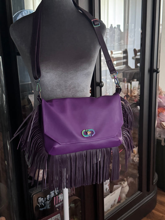 Purple fringe purse